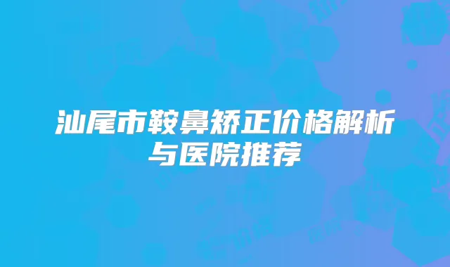 汕尾市鞍鼻矫正价格解析与医院推荐