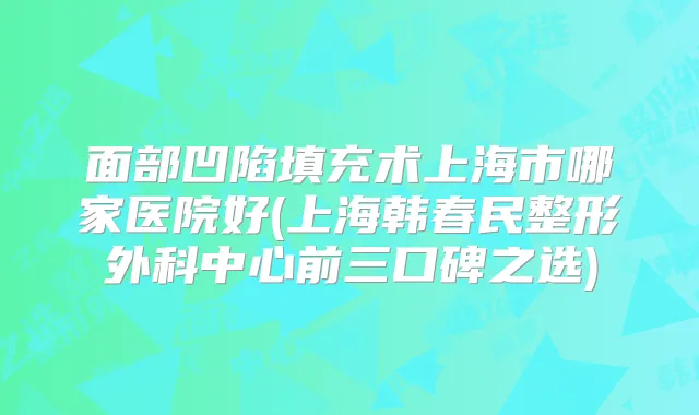 面部凹陷填充术上海市哪家医院好(上海韩春民整形外科中心前三口碑之选)