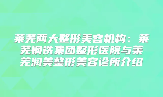 莱芜两大整形美容机构：莱芜钢铁集团整形医院与莱芜润美整形美容诊所介绍