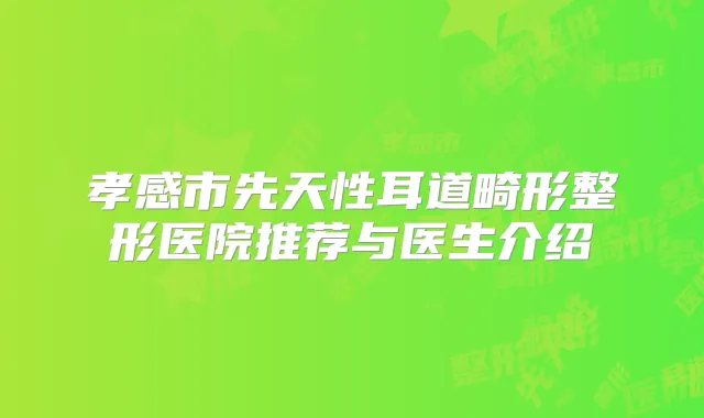 孝感市先天性耳道畸形整形医院推荐与医生介绍