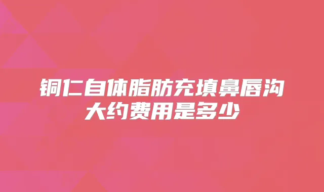 铜仁自体脂肪充填鼻唇沟大约费用是多少