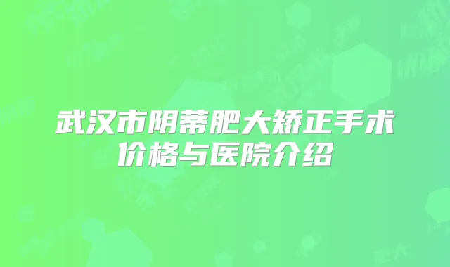 武汉市阴蒂肥大矫正手术价格与医院介绍