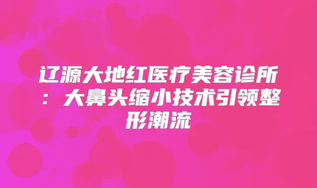 辽源大地红医疗美容诊所：大鼻头缩小技术引领整形潮流