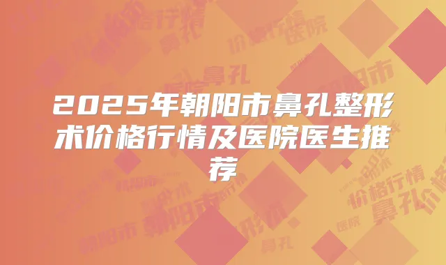 2025年朝阳市鼻孔整形术价格行情及医院医生推荐